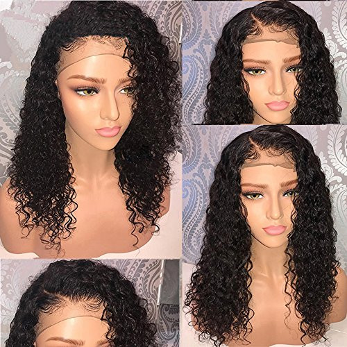LIAZAHAIR Short Deep Curly Human Hair Lace Front Wigs with Baby Hair Pre Plucked Natural Hairline Brazilian Hair Bob Wig