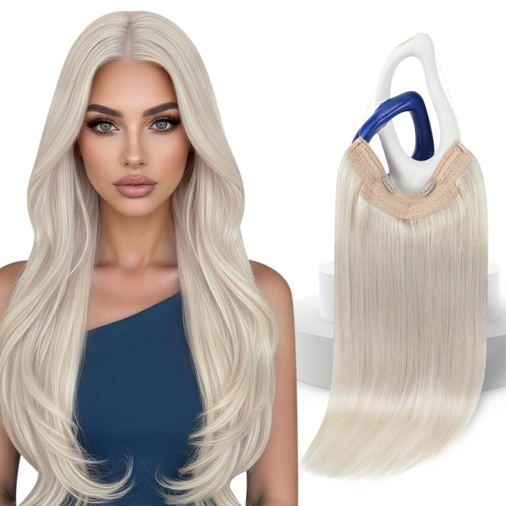 Sunny Hair Wire Hair Extensions Real Human Hair Fish Line Human Hair Extensions Invisible Wire Extensions Platinum Blond