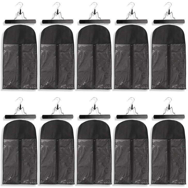 10 Pack Hair Extension Storage Bag Hair Extension Hanger Strong Holder Dustproof Portable Suit with Transparent Zip Up C