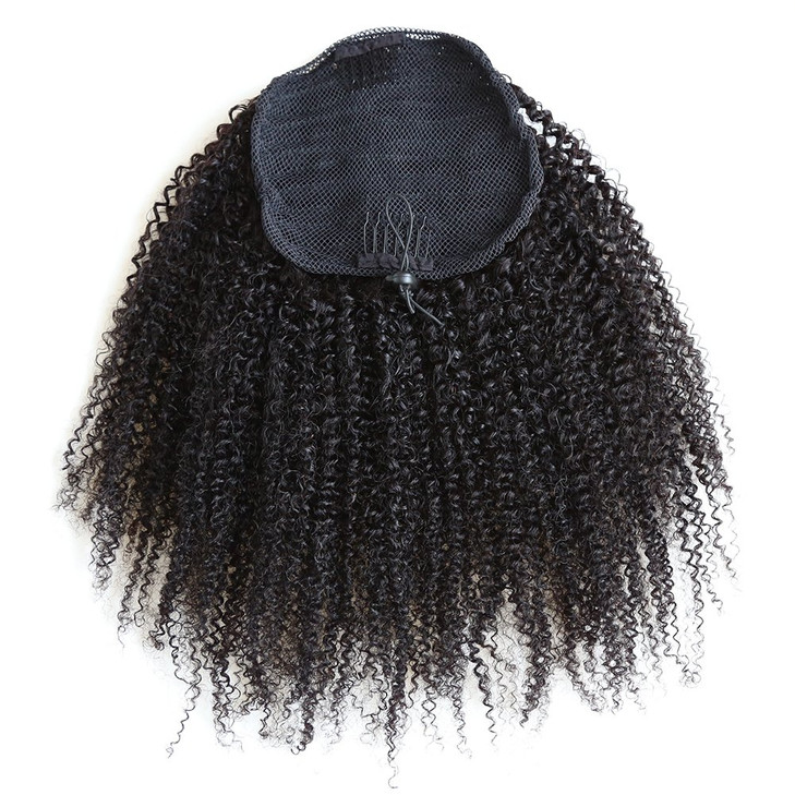 ZigZag Hair Afro Kinky Curly Clipin Top Closure Ponytail Brazilian Virgin Human Hair African American Human Virgin Hair