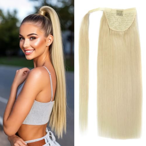 18 Straight Wrap Around Ponytail Human Hair Extensions for Women 70gram Chocolate Brown 4