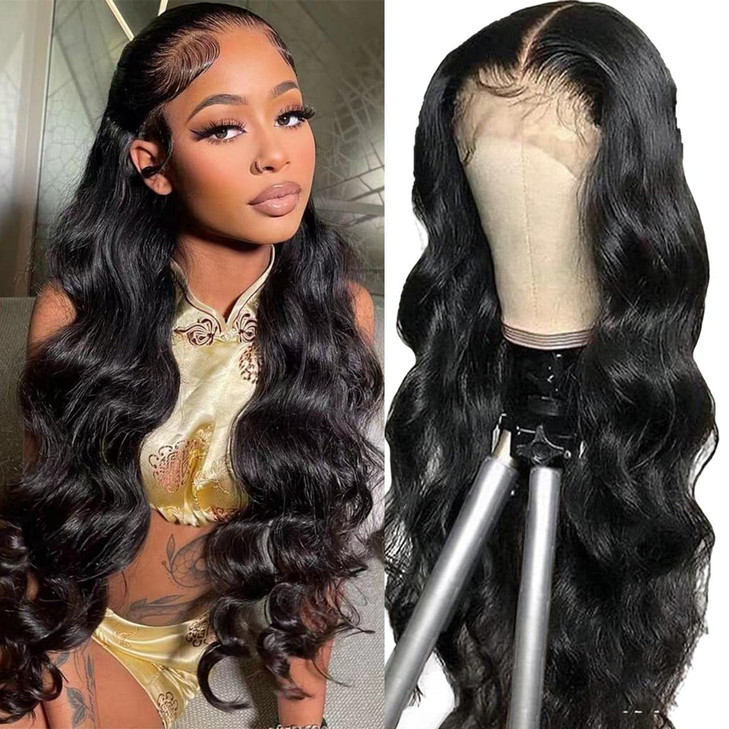 FASCARA 13x4 Body Wave Lace Front Wigs Human Hair Pre Plucked 180 Density HD Transparent Lace Frontal Wigs for Women 9A