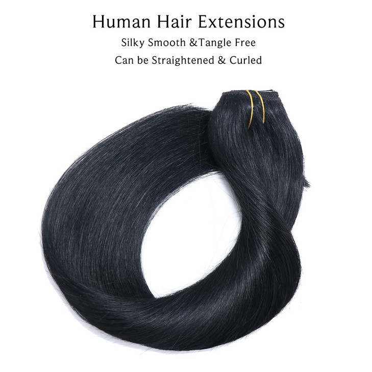 Hair Extensions Clip in Golden Brown to Blonde Highlights 7pcs 70G Straight Double Wefted Remy Human Hair Extensions 2 S