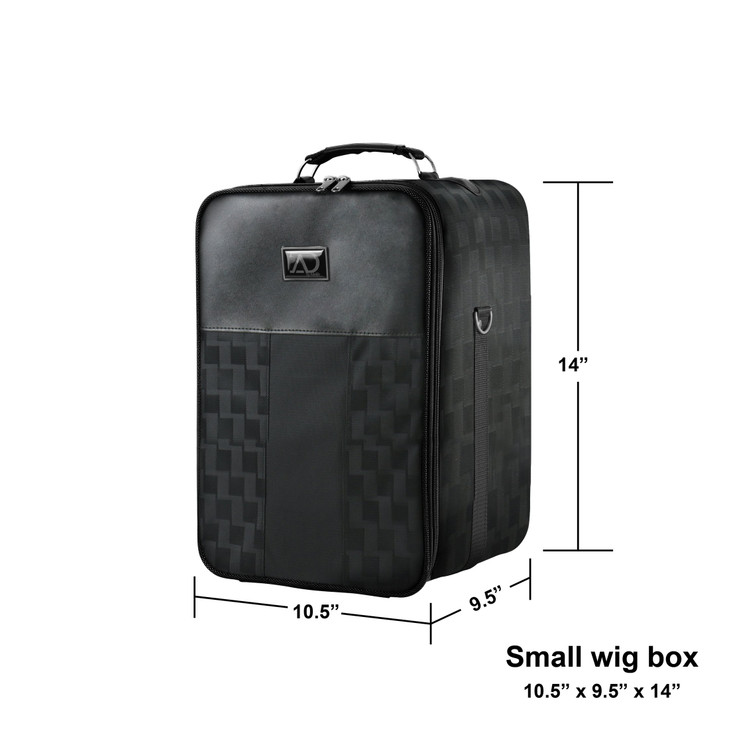 Small Wig Travel Box with Top Handle Shoulder Strap Double Zipper Carrying Case with Removable HeadHolding Base Black Gr