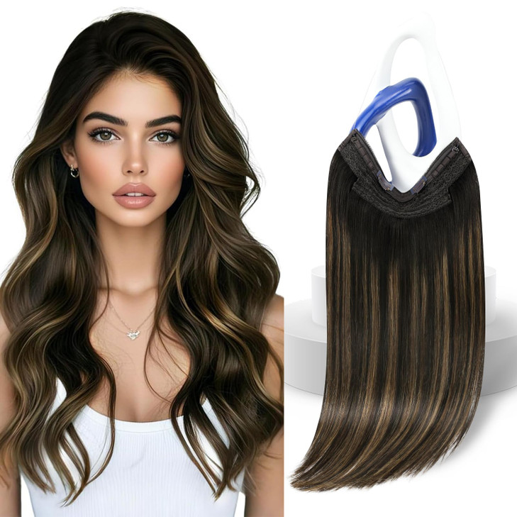 Sunny Hair Wire Hair Extensions Real Human Hair Fish Line Human Hair Extensions Invisible Wire Extensions Dark Brown to