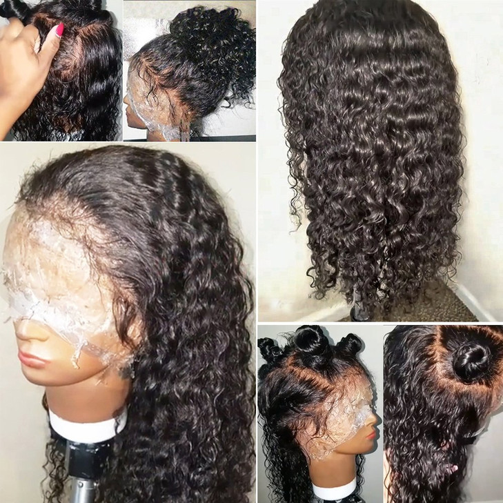 JYZ Burmese Curly Hair Lace Front Wigs Human Hair 180 Density Pre Plucked Bleached Knots with Baby Hair 13X4 HD Lace Bra