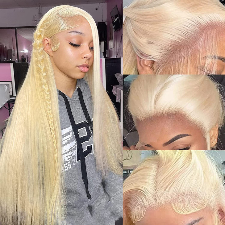Alididi 613 Blonde Lace Front Wig 13x4 150 Density Straight Lace Frontal Pre Plucked With Baby Hair HD Lace For Women 26
