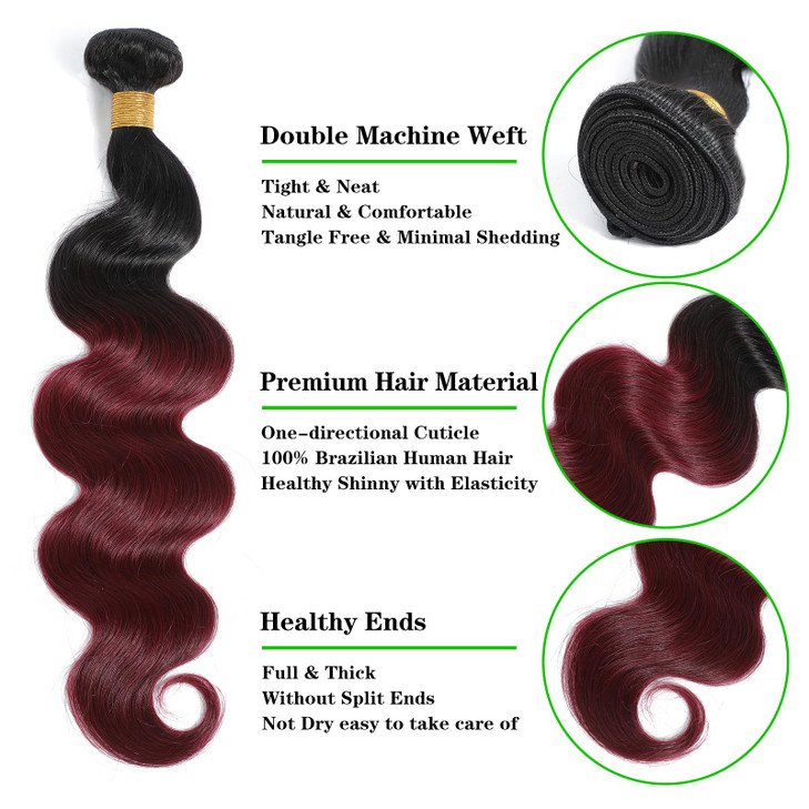 Kapelli Hair Ombre Human Hair Bundles Body Wave 14 16 18 100 Unprocessed Brazilian Virgin Remy Hair Body Wave Bundles 2