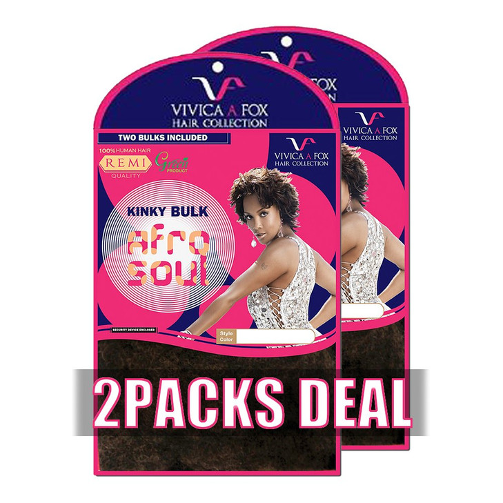 2PACKS DEAL VIVICA A FOX 100 HUMAN HAIR REMI AFRO SOUL KINKY BULK 16 HKBK16V M430