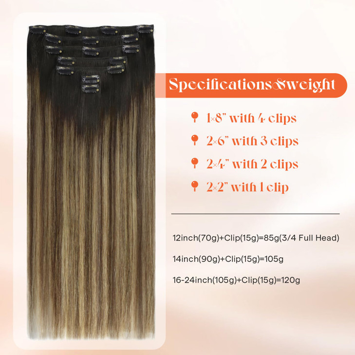 Sunny Hair Clip in Hair Extensions Real Human Hair 120g Remy Hair Clip in Extensions for Women Human Hair Extensions Bla