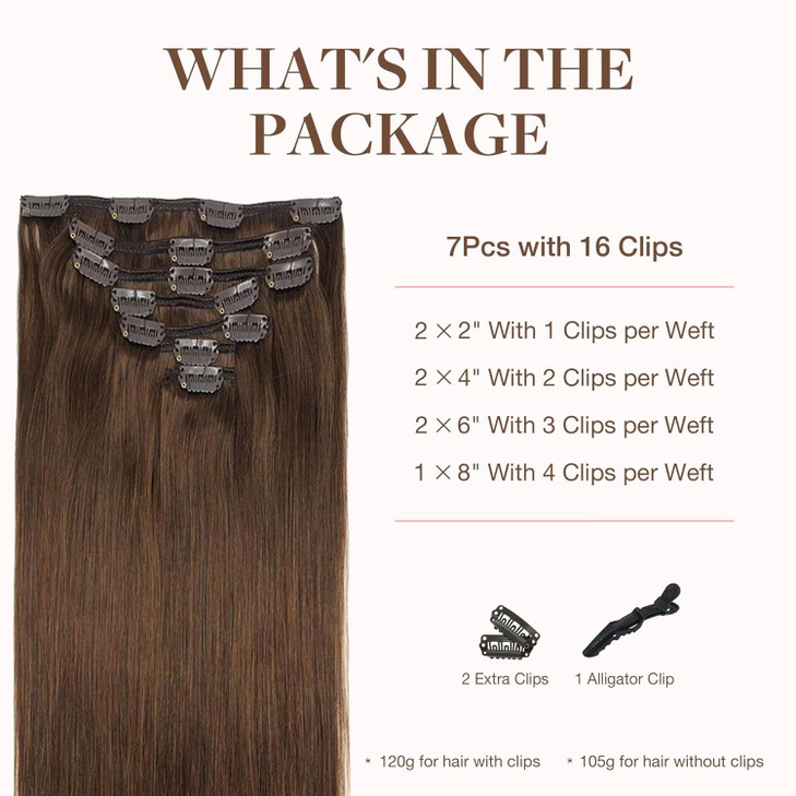 GOO GOO Clip in Hair Extensions Real Human Hair Remy Human Hair Extensions Clip ins for Women Natural Human Hair 18inch
