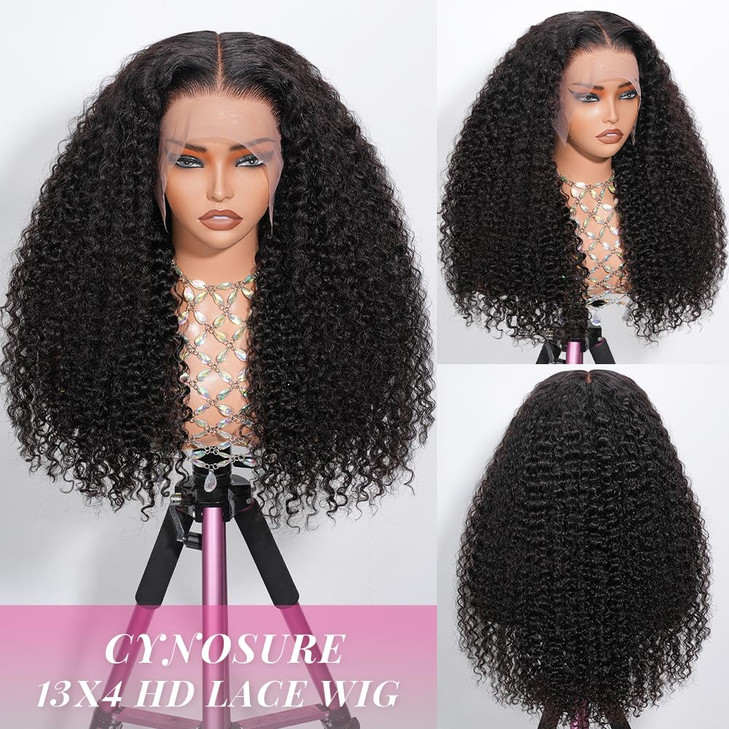 CYNOSURE 13x4 Deep Wave Lace Front Wigs Human Hair 180 Density HD Transparent Full Lace Frontal Wigs Human Hair Pre Pluc
