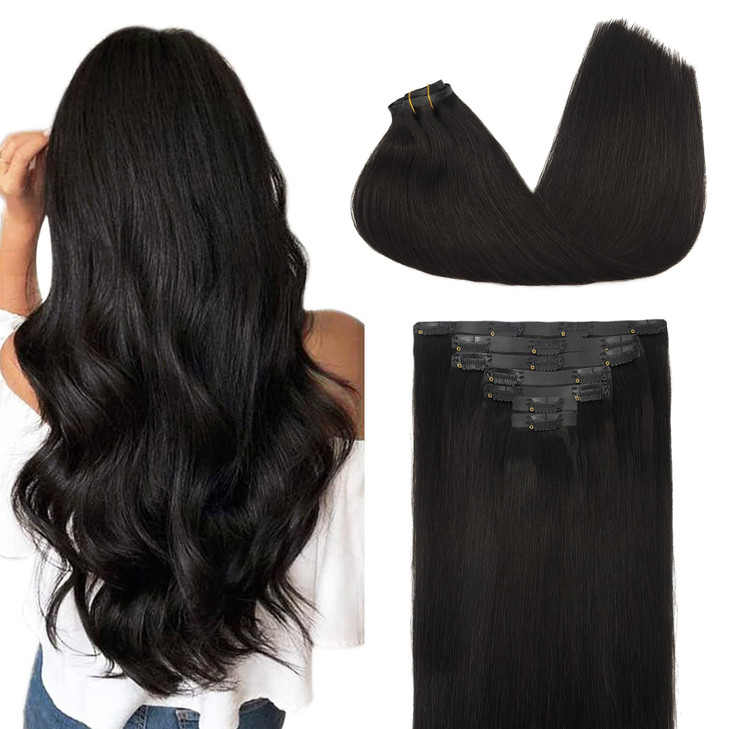 GOO GOO Clip in Hair Extensions Real Human Hair Remy Human Hair Extensions Clip ins for Women Natural Human Hair 20inch