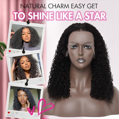 Curly Lace Front Wig 180 Density 13X4 HD Lace Front Wigs Pre Plucked with Baby Hair Wear and Go Gluelss Kinky Curly Wig