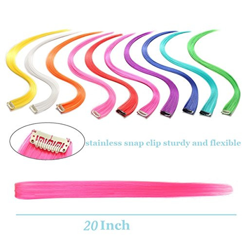 LiaSun 10Pcsset MultiColors Straight Highlight Clip in Hair Extensions 20 Inch Colored Party Hair Pieces Orange