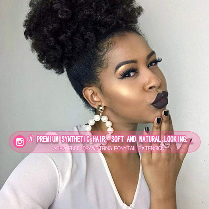 rosmile Afro Puff Drawstring Ponytail Extension for Black Women Premium Black 1B 80gram Short Synthetic Afro Puff Ponyta