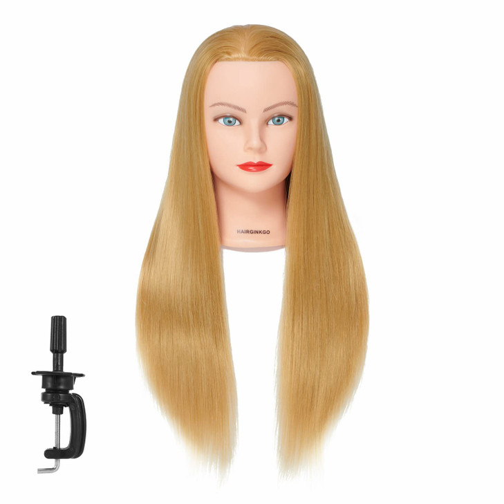 Hairginkgo Training Head 2628 Mannequin Head Synthetic Fiber Cosmetology Doll Head Hair Styling Manikin Braiding Head Ha