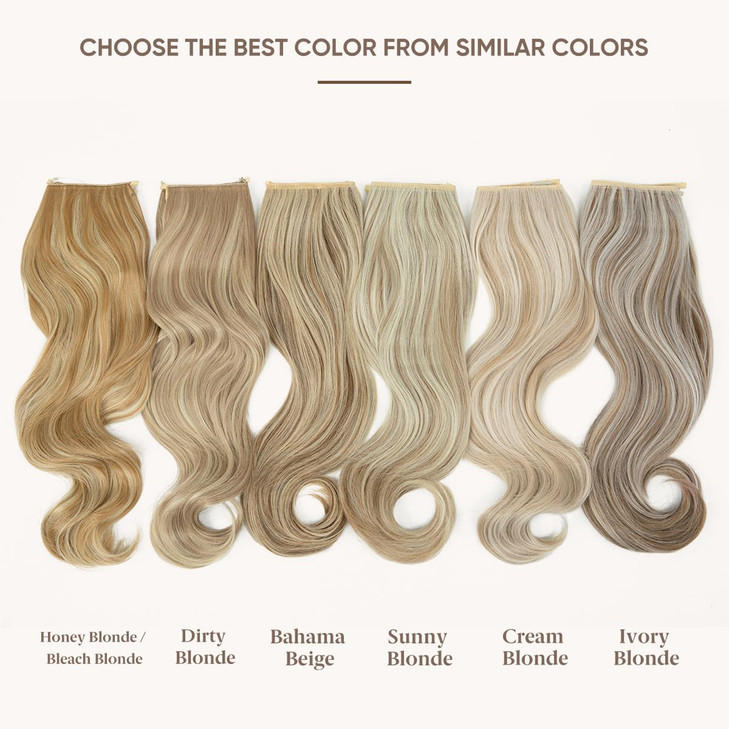 SARLA Hair Extensions Invisible Wire Dirty Blonde Highlight Wavy Curly Synthetic Hairpieces Balayage for Women Long 18 I
