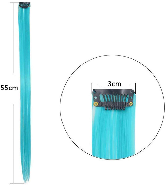 24PCS 12 Colored Clip in Hair Extensions 22inch Rainbow HeatResistant Straight Highlight Hairpieces Halloween Cosplay Pa