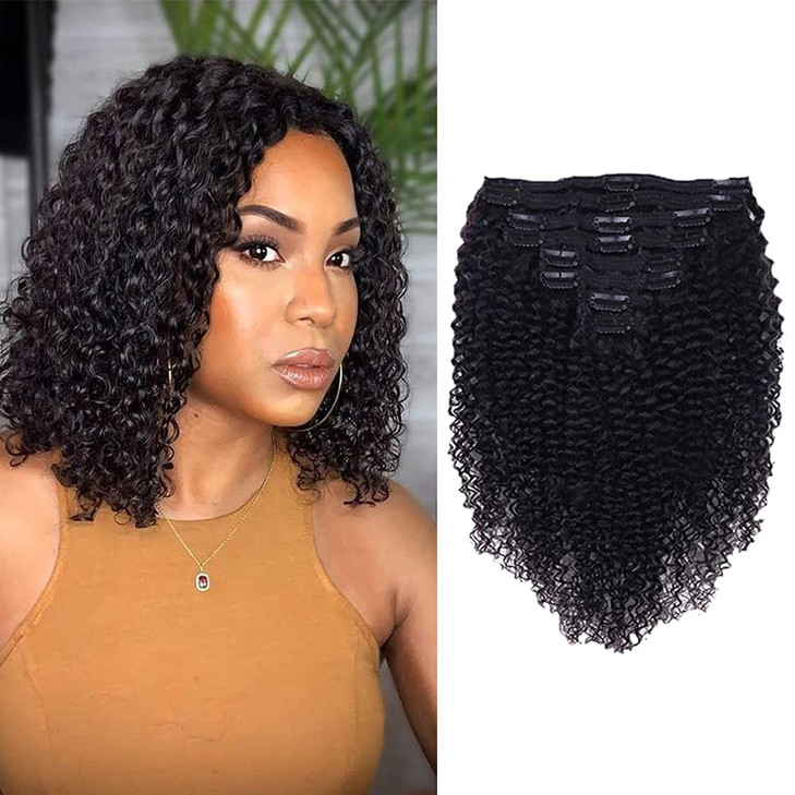 Curly Clip In Extension Human Hair 3C 4A Kinky Curly Clip Ins Full Head for Black Women Brazilian Remy Human Hair Natura