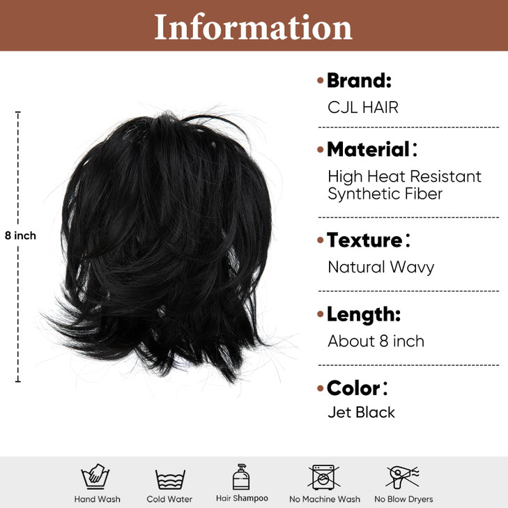 CJL HAIR Claw Clip Short Ponytail Hair Extensions DIY Bendable Metals Messy Bun Hair Piece for Wonen Straight Synthetic