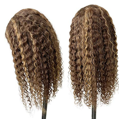 Ombre Human Hair Wigs 22Inch Deep Curly 13x4 HD Lace Front Wigs Honey Blonde to Brown 427 Virgin Human Hair for Women Wa