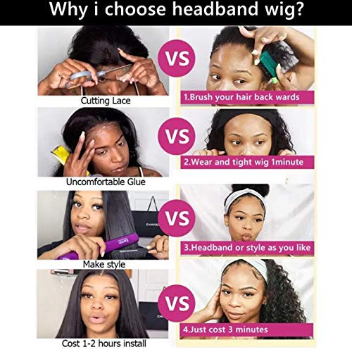 Aisaide Short Afro Kinky Curly Grey Headband Wigs for Black WomenSynthetic Curly Headband Wig Afro Curly Wave Deep Wave
