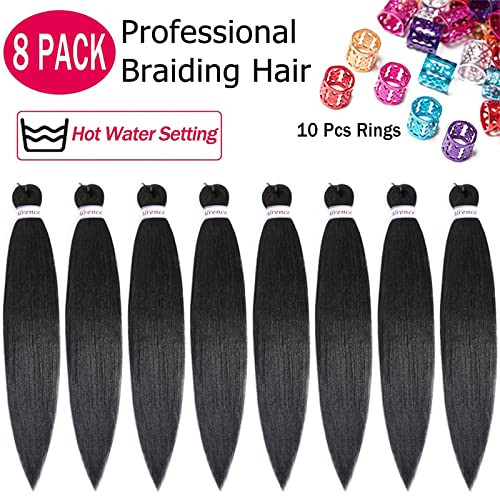 Alrence Pre Stretched Braiding Hair Long Braid 30 Inch 8 Packs Professional Braiding Hair Extensions Synthetic Crochet T