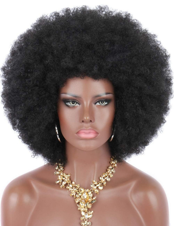 Kalyss Kinky Curly Afro Wig with Bangs 70s Afro Wigs for Black Women Glueless Wear and Bouncy Afros Wigs Natural Black16