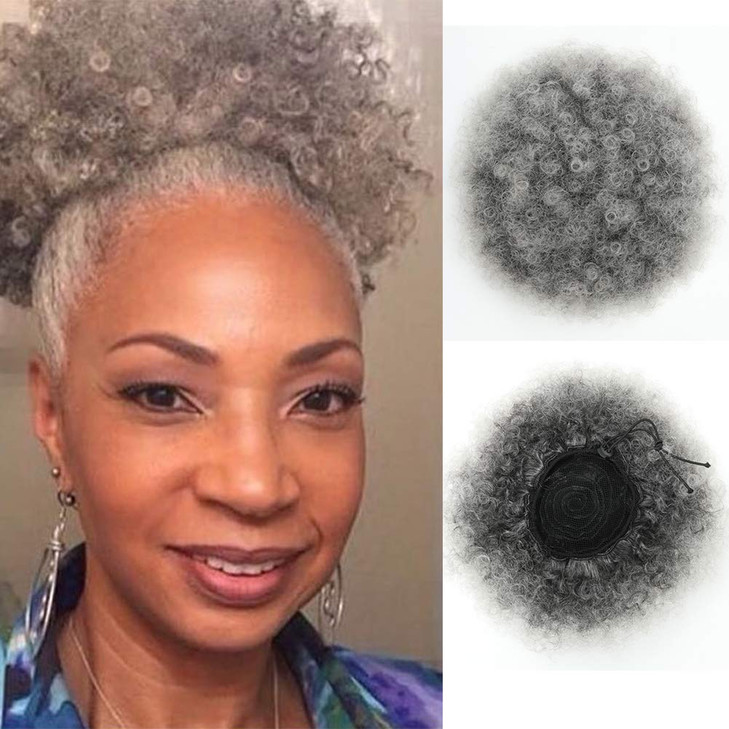 THEMIS HAIR Afro Puff Drawstring Ponytail For Black Women High Puff Drawstring Short Bun For Natural Hair Afro Kinky Cur