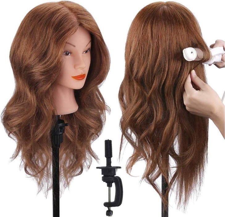 Mannequin Head with 100 Human Hair TopDirect Real Hair Cosmetology Mannequin Head Hair Styling Hairdressing Practice Tra