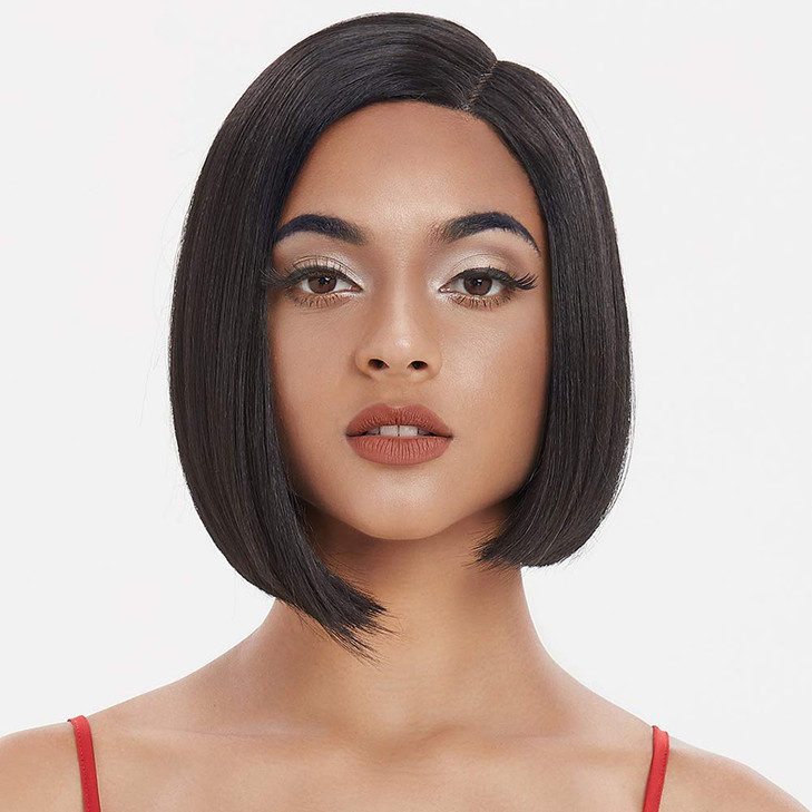 DBUT Synthetic Lace Front Wigs for Women HD Lace Side Part Straight Bob Wig Short Black Bob Heat Resistant Fibers 1B Col
