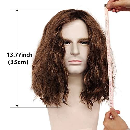 HBwig Blonde Long Curly Fluffy Wig for Men Natural Synthetic Hair for Daily Costume Party Blonde
