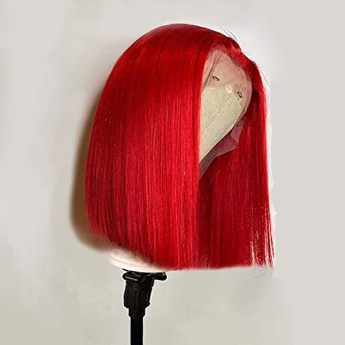 Red Bob Wig 180 Density Virgin Human Hair 13x4 Lace Front Short Cut 8inches Silky Straight Bob Wigs Bleach Knots for Wom