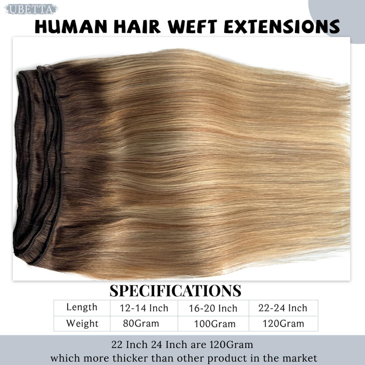 Ombre Brown Balayage Golden Brown Mixed Blonde Highlights Human Hair Wefts 16 Inch Sew in Hair Extensions Real Human Hai