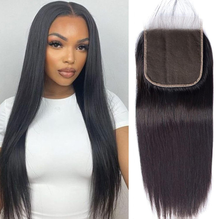 5x5 Hd Transparent Lace Closure Straight Human Hair Free Part With Baby Hair Brazilian Virgin Human Hair Natural Black N