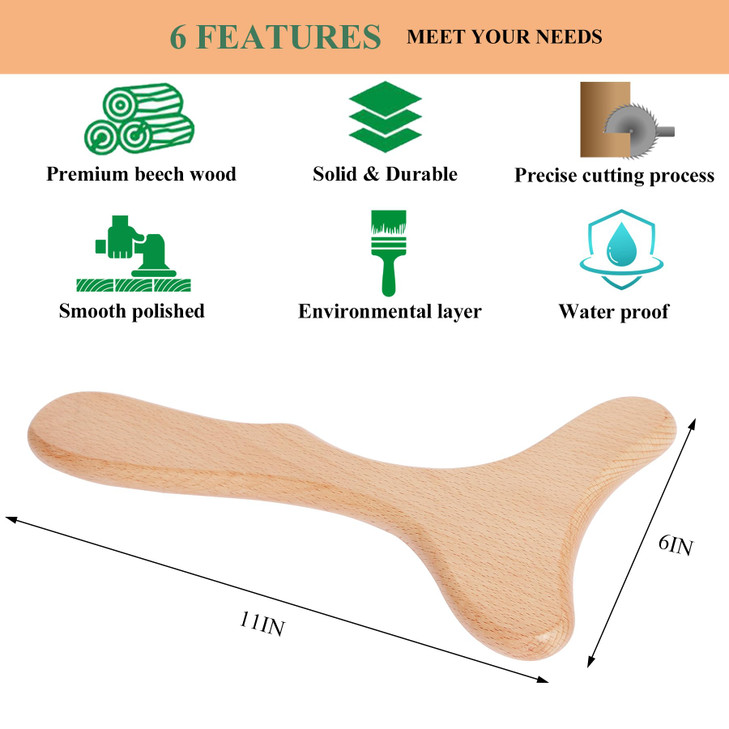 Komogir Wood Therapy Massage Tool Wooden Lymphatic Drainage Massager Body Sculpting Tools for Maderoterapy,Gua Sha,Muscle Release-11 * 6inches online at globaldelivered