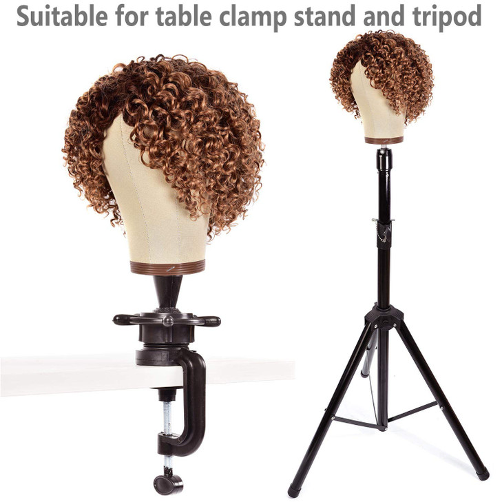 2124Inch Wig Head Cork Canvas Block Head Mannequin Head With Stand for Making Wigs 22 inch Brown
