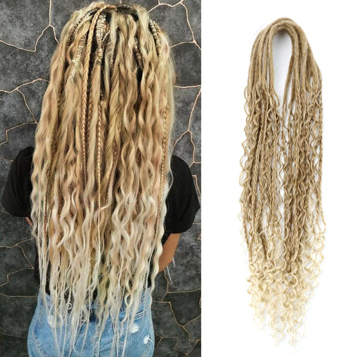 Aguacor Boho Dreads Synthetic Double Ended Dreadlock Extensions with Box Braids 24inches 10 Strands Thin Boho Soft Light