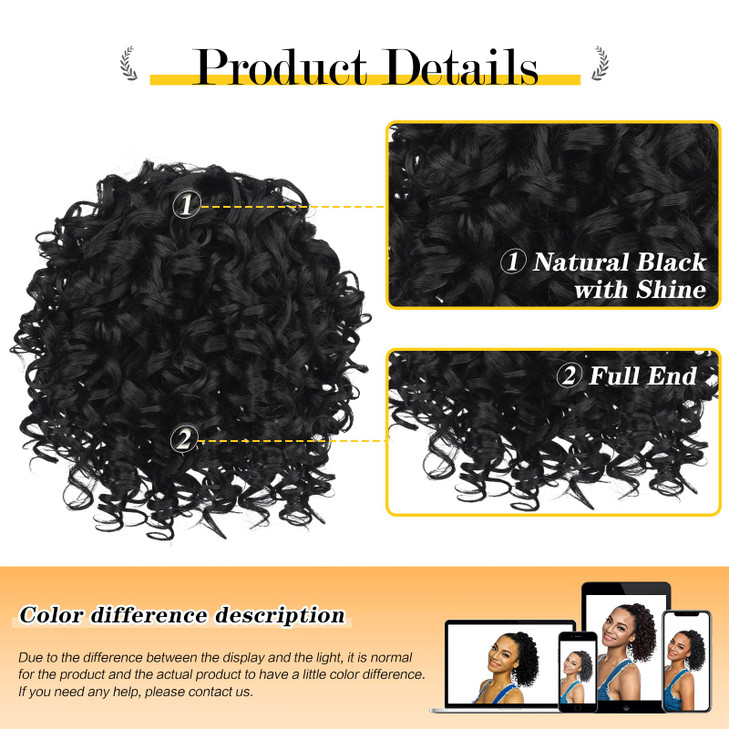 PEACOCO Curly Ponytail Extension Drawstring Ponytails for Black Women 6 Inch Pony Tail Clip on Ponytail Synthetic Short