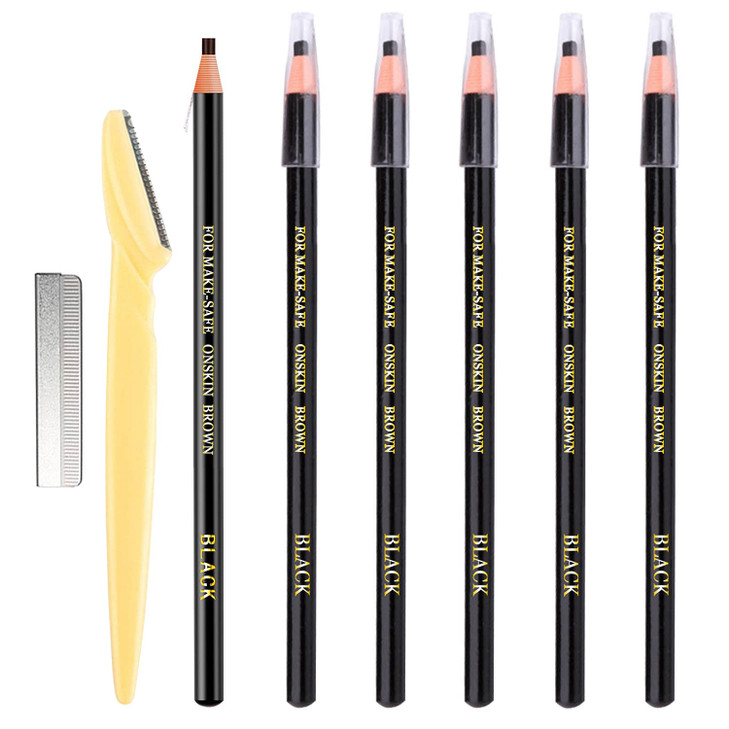 6 Piece Black Colour Waterproof Eyebrows Pencil Tattoo Makeup And Microblading Supplies Kit-Permanent Eye Brow Liners In Waterproof Eyebrow Pencils P online at globaldelivered
