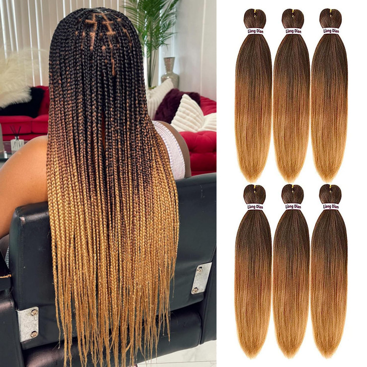 Liang Dian PreStretched Braiding Hair 22 inch 6 packs Hot Water Setting Synthetic Hair Crochet Braiding Hair Extension 1