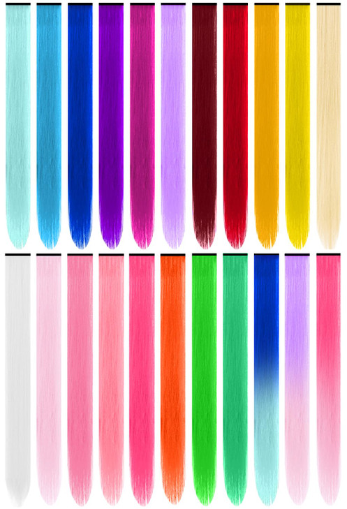TOFAFA 22 Pcs Colored Hair Extensions Multicolors Party Highlights Clip in Synthetic Hair Extensions 22 inch Rainbow Hai