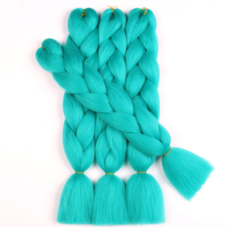 Original Jumbo Braids Hair Extension 3pcs Pure Black Color 24inch 100gpc For Twist Box Braiding Hair cyan blue
