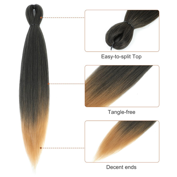 DIFUNEE Prestretched Braiding Hair 22 Inch 8 Packs Ombre Blonde Long Braiding Hair For Twist or Box Braids Yaki Texture