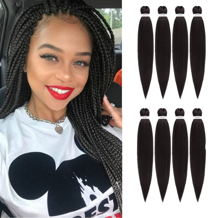 DIFUNEE Prestretched Braiding Hair 22 Inch 8 Packs Dark Brown Long Braiding Hair For Twist or Box Braids Yaki Texture Ho