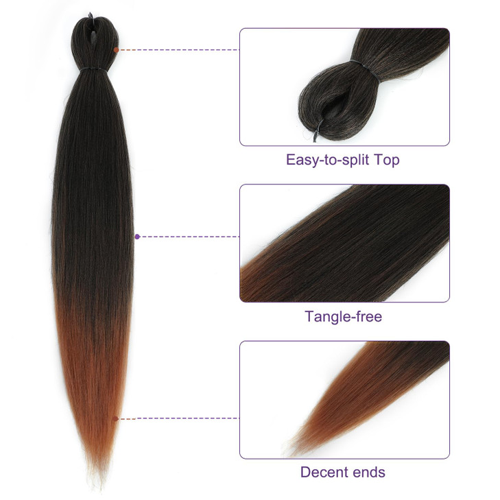 ROSDINA Prestretched Braiding Hair 30 Inch 8 Packs Ombre Brown Braiding Hair For Twist or Box Braids Yaki Texture Hot Wa