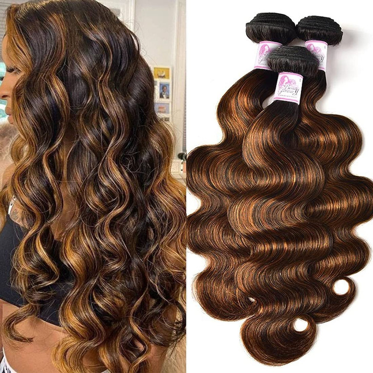 Beauty Forever Ombre Highlight Brazilian Body Wave Virgin Hair 3 Bundles 8 10 12 InchOmbre Blonde Remy Human Hair Wavy W