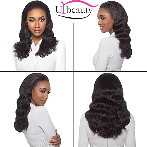 Urbeauty Body Wave Human Hair Half Wigs for Black Women 16 inch 3 in 1 Half Wig 10A Body Wavy Wigs Clip in Half Wig Huma