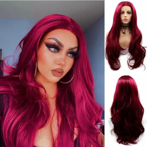 xiweiya Heat Resistant High Temperature Fiber Hair Long Natural Wave Orange Auburn Copper Red Synthetic Lace Front Wig f